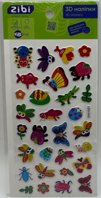 Наліпка 3D «Жучки мікс» 18см, KIDS Line