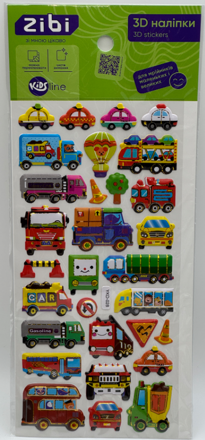 Наліпка 3D «Міський транспорт» 23см, KIDS Line