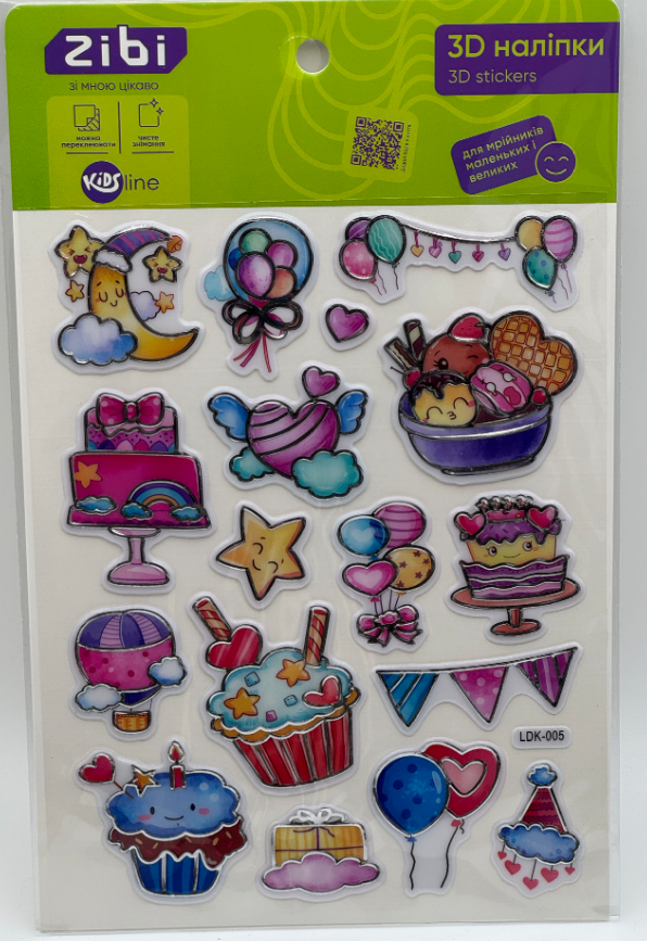 Наліпка 3D «Солодкі тістечка» 19см, KIDS Line