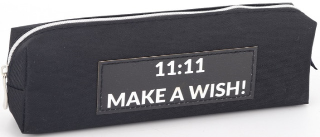 Пенал 1 відділення, без наповнення, на блискавці «11:11 Make a Wish!» чорний 1