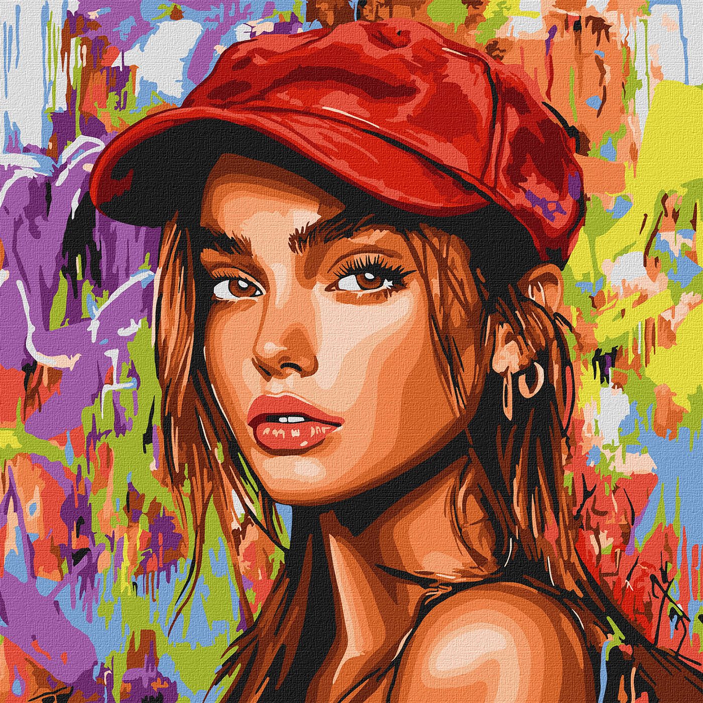 Картини по номерах акрилові «Сучасна Червона шапочка» 40×40см
