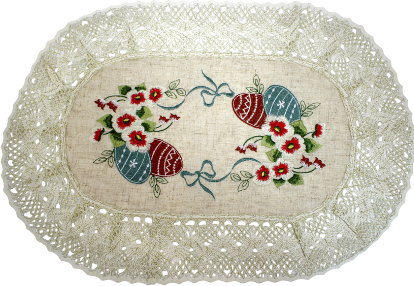 Великодня серветка «Крашанки з квітами» овальн. 62×44см