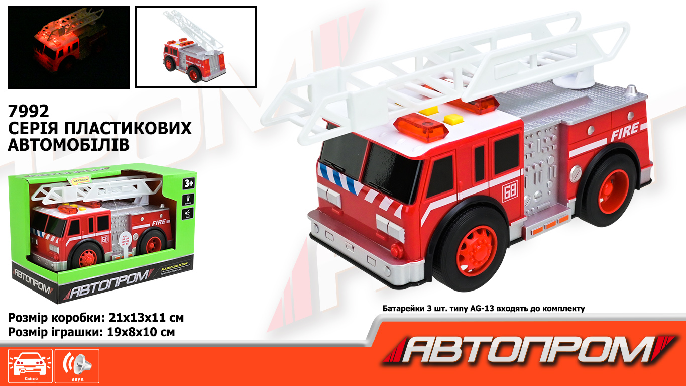 Машина «Автопром» на бат-ці, звук. світ., в коробці 21×13×11см КІ