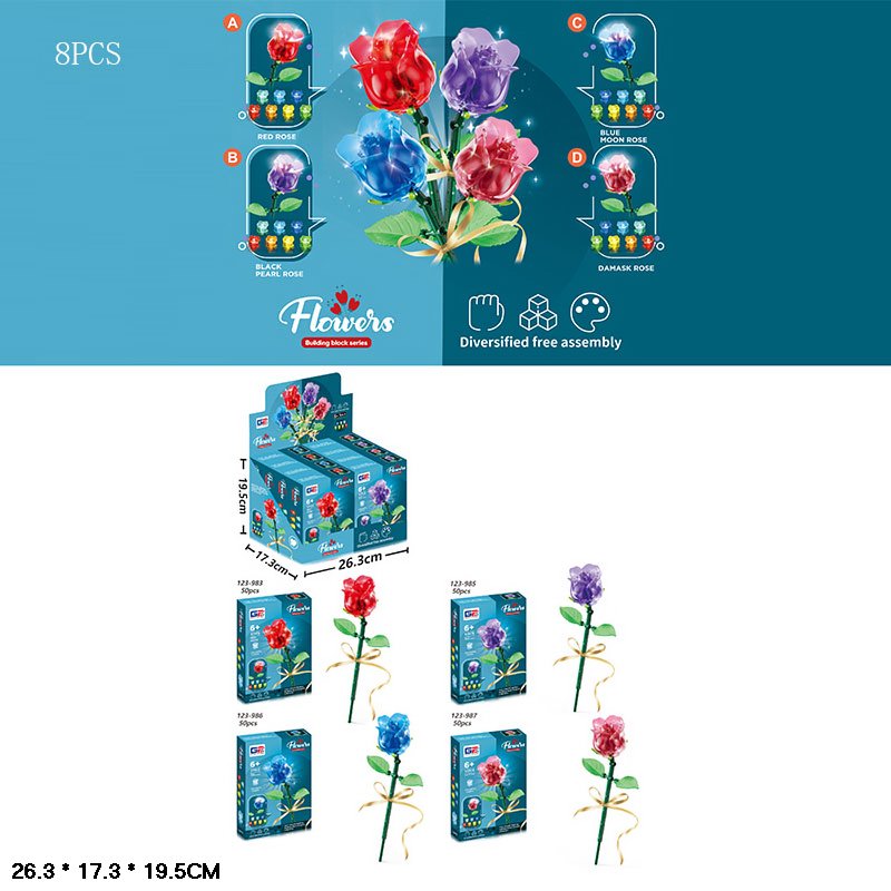 Конструктор «Flower» 504дет, в дисплеї, 26.3×17.3×19.5см /986/987 КІ