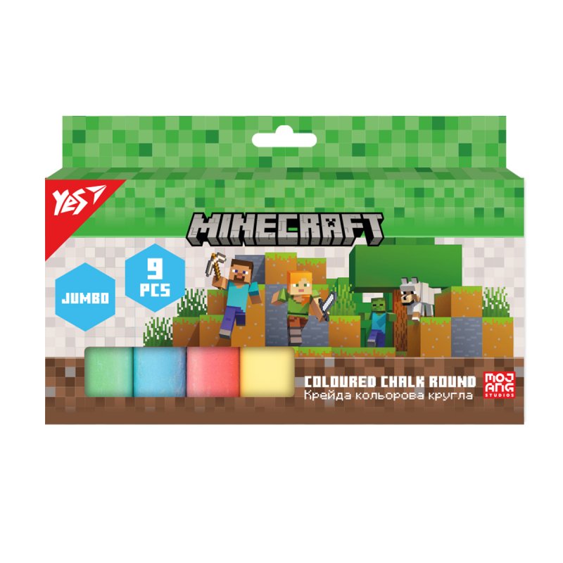 Крейда кольорова 9 шт Jumbo Minecraft