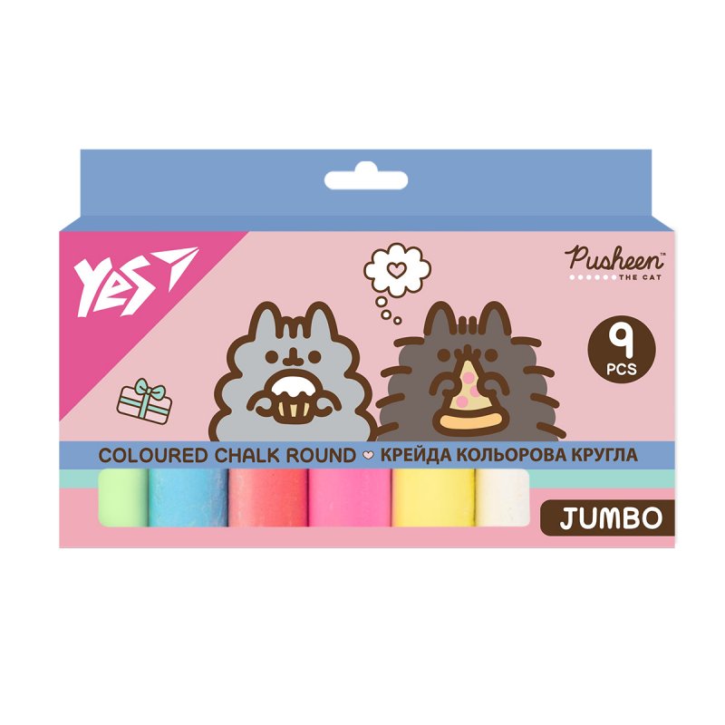 Крейда кольорова 9 шт Jumbo Pusheen