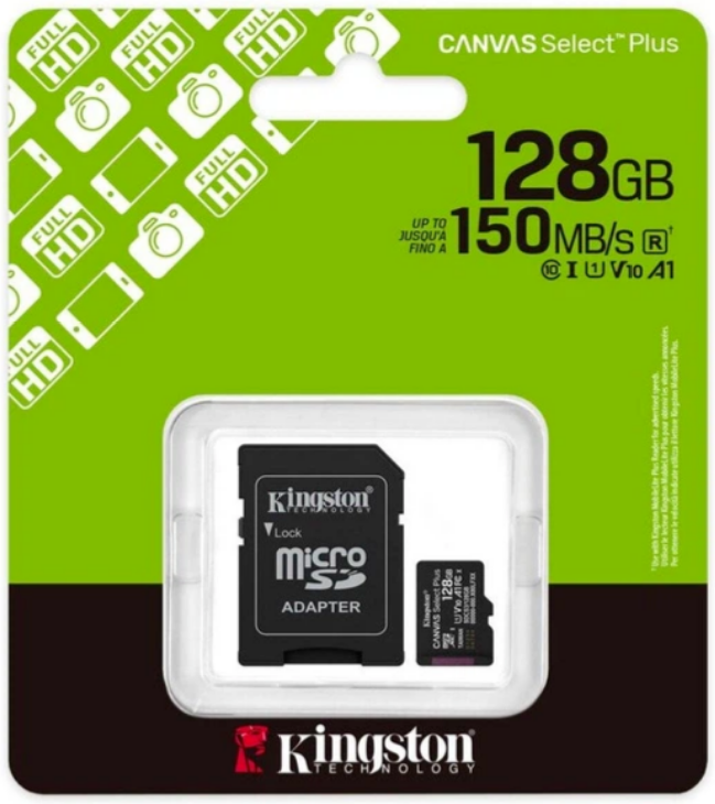 Карта пам`яті 128Gb Micro-SDXC (UHS-1) Kingston Canvas Select Plus Gen3 R-150MB/s