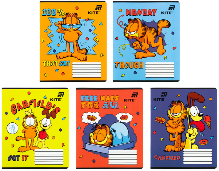 Зошит 12 аркушів лінія софт тач + УФ лак Garfield Retro/Classic