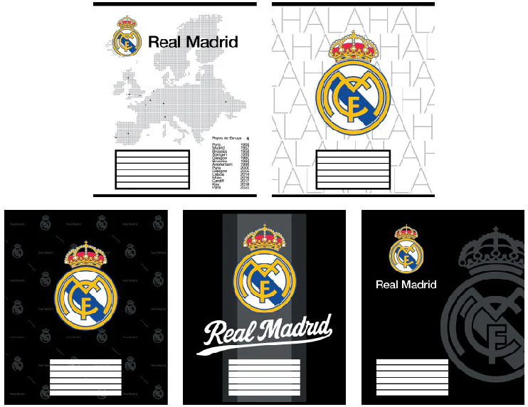 Зошит 18 аркушів клітинка софт тач + УФ лак FC Real Madrid