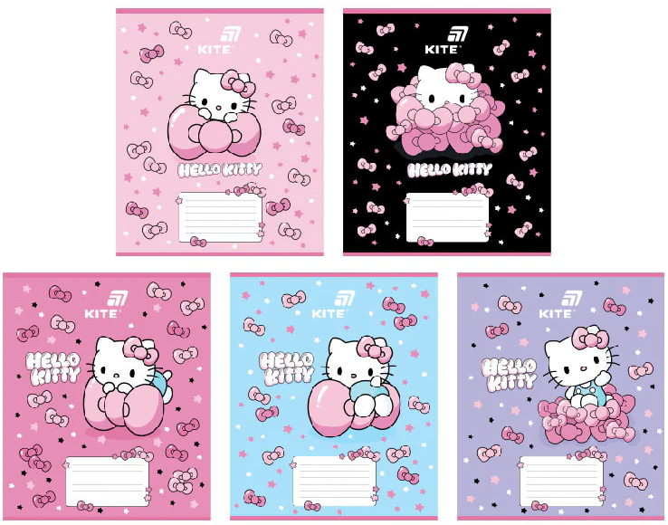 Зошит 18 аркушів клітинка софт тач + УФ лак Hello Kitty