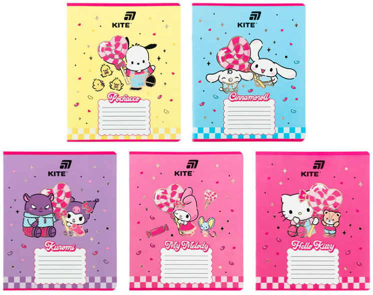 Зошит 18 аркушів лінія фольга + УФ лак Hello Kitty Mix