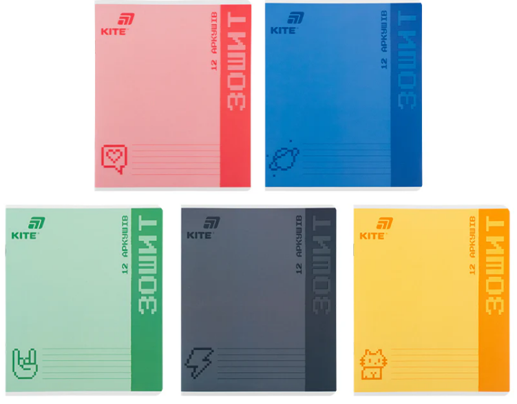 Зошит 12 аркушів клітинка УФ лак об'ємний One color