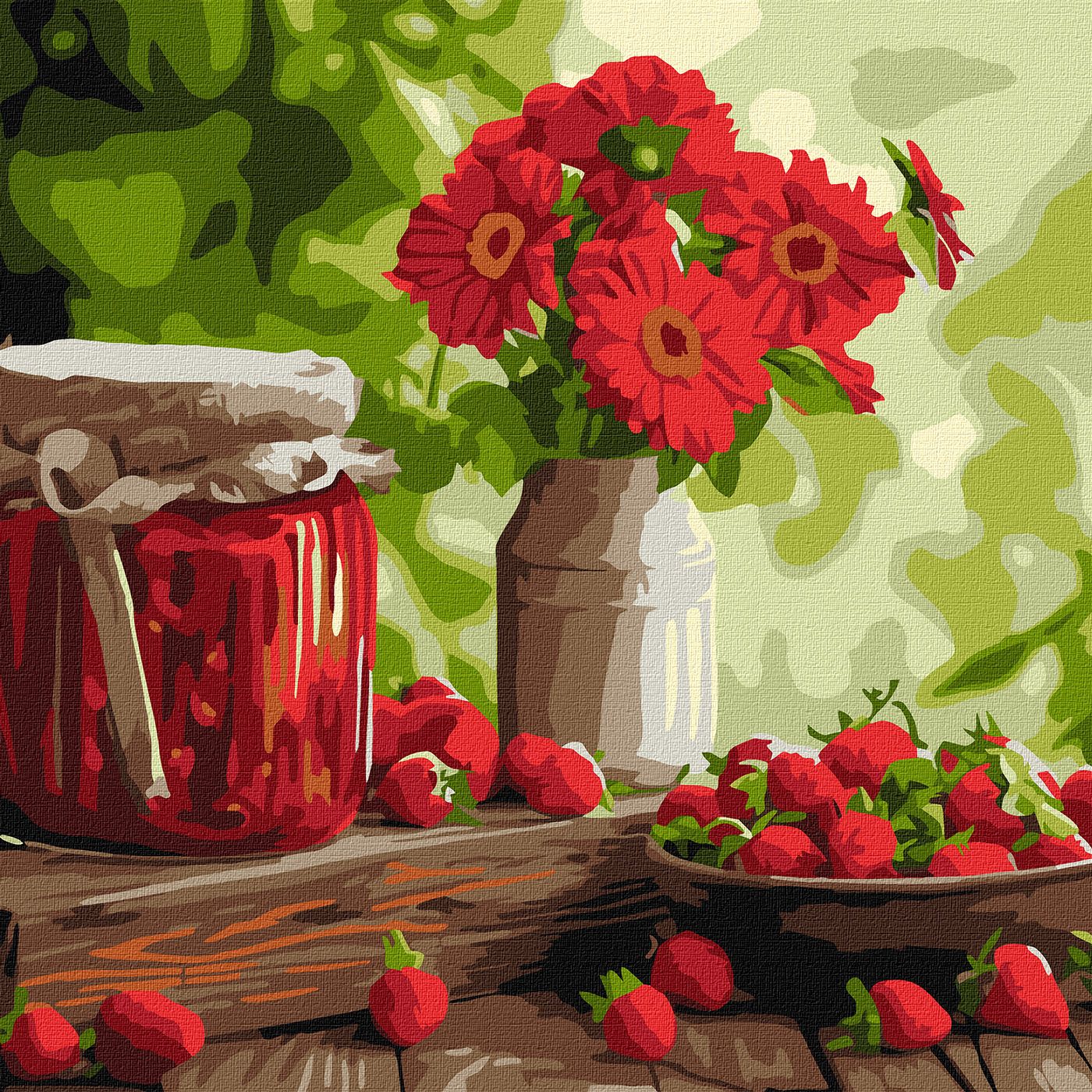 Картини по номерах акрилові «Полуничне варення» 40×40см