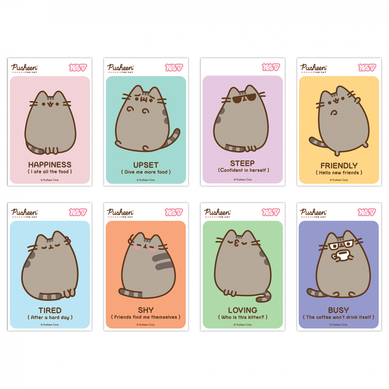 Блокнот А7 48 аркушів клітинка Pusheen, клей мікс