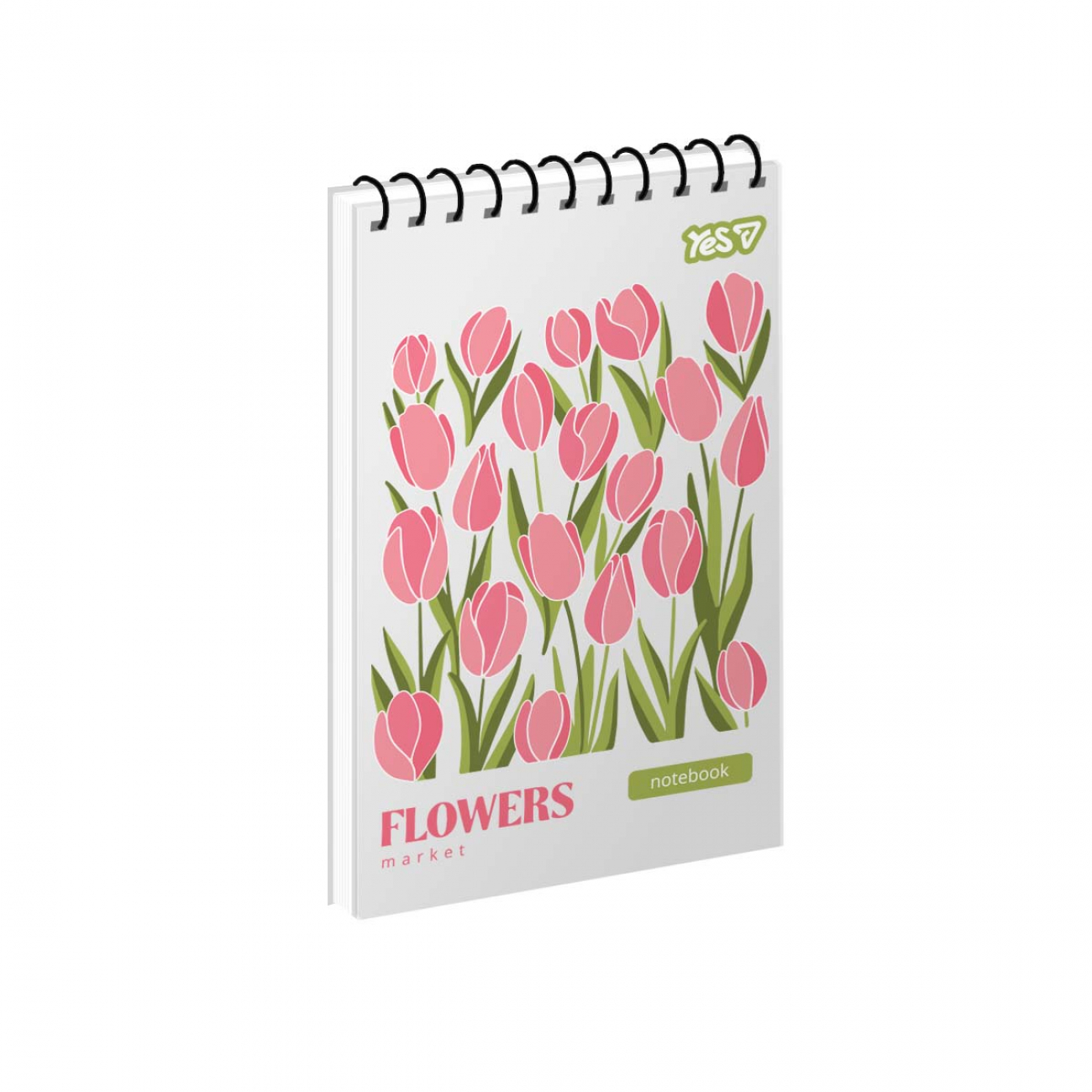 Блокнот пруж. А6 80 аркушів клітинка картонний обкладинка ВД-лак Flowers.Soft Petals