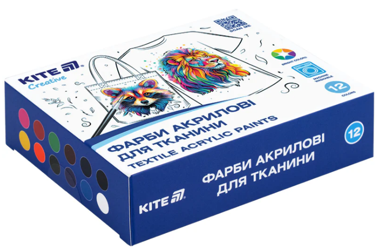 Набір акрилових фарб 12×20мл Creative для тканини
