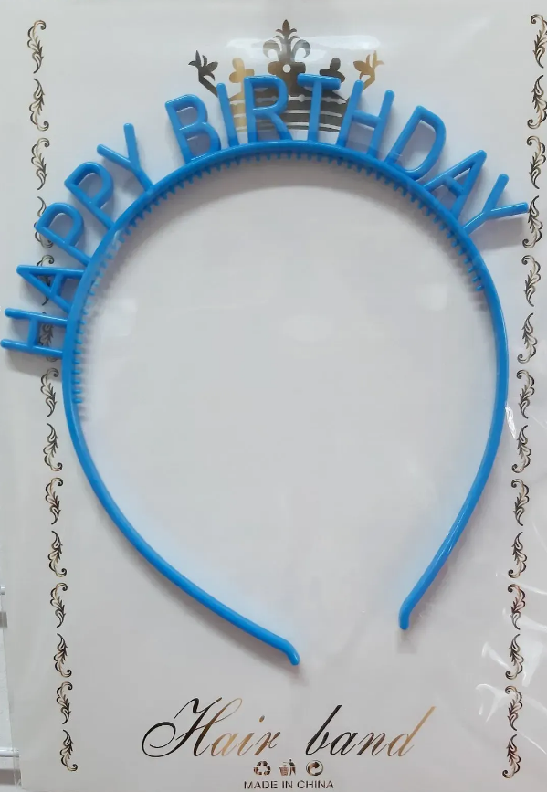 Обруч для волосся «Happy birthday» блакитна пастель