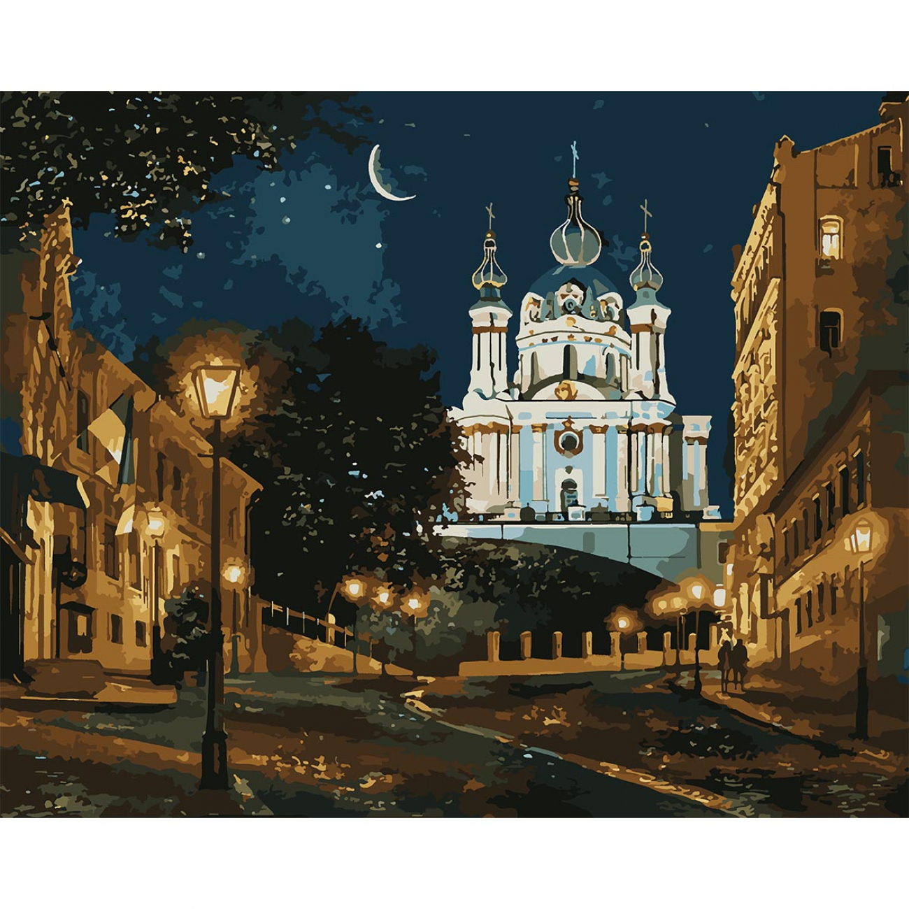 Картини по номерах «Santi» Київ у ночі 40×50см, LED підсвітка