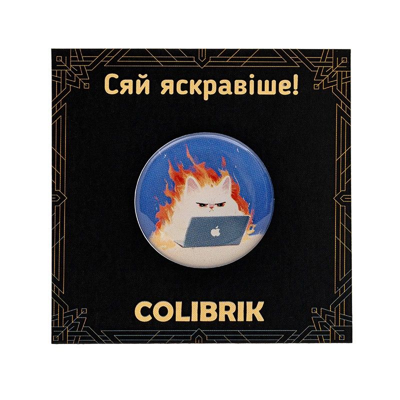Значок пін «Палаючий кіт»