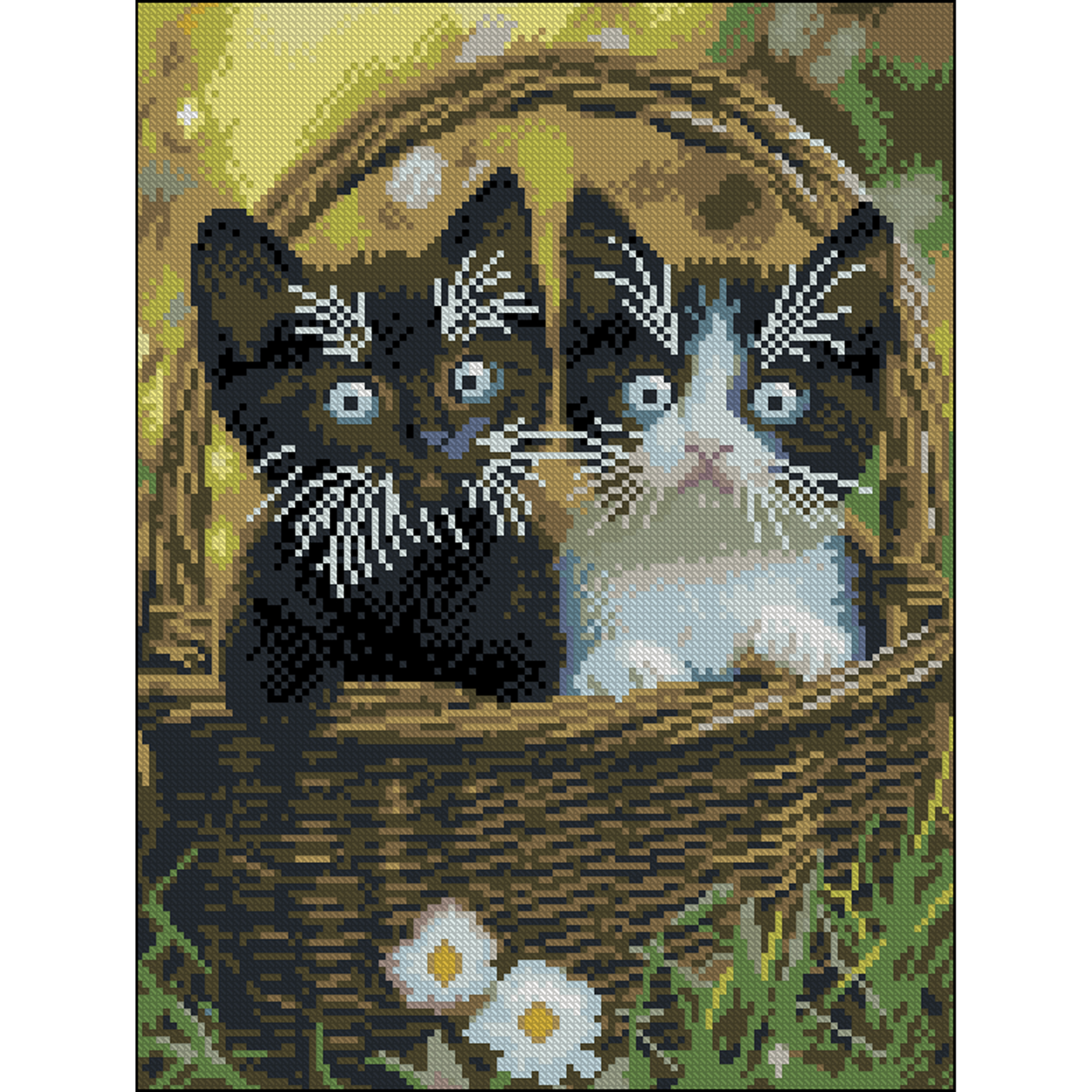 Алмазна мозаїка Кошенята у кошику 30×40см