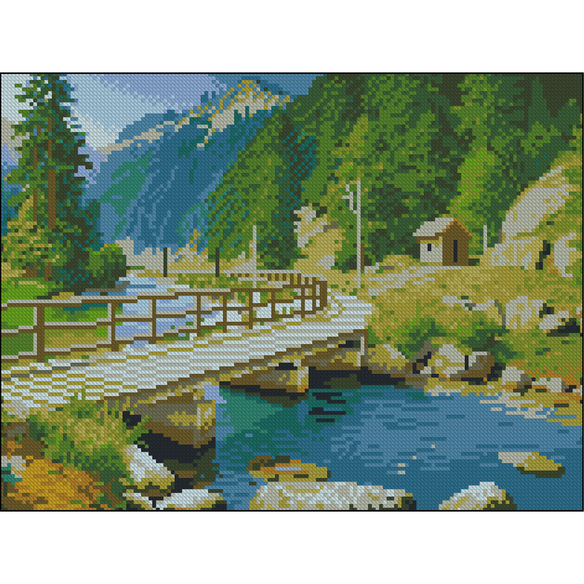 Алмазна мозаїка Міст у горах 30×40см