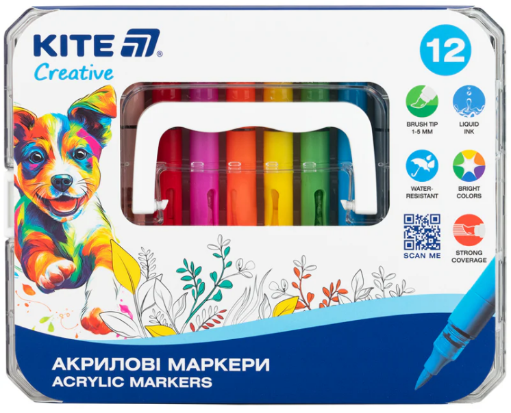 Набір маркерів акрилових Creative 12 шт з рідкими чорнилами
