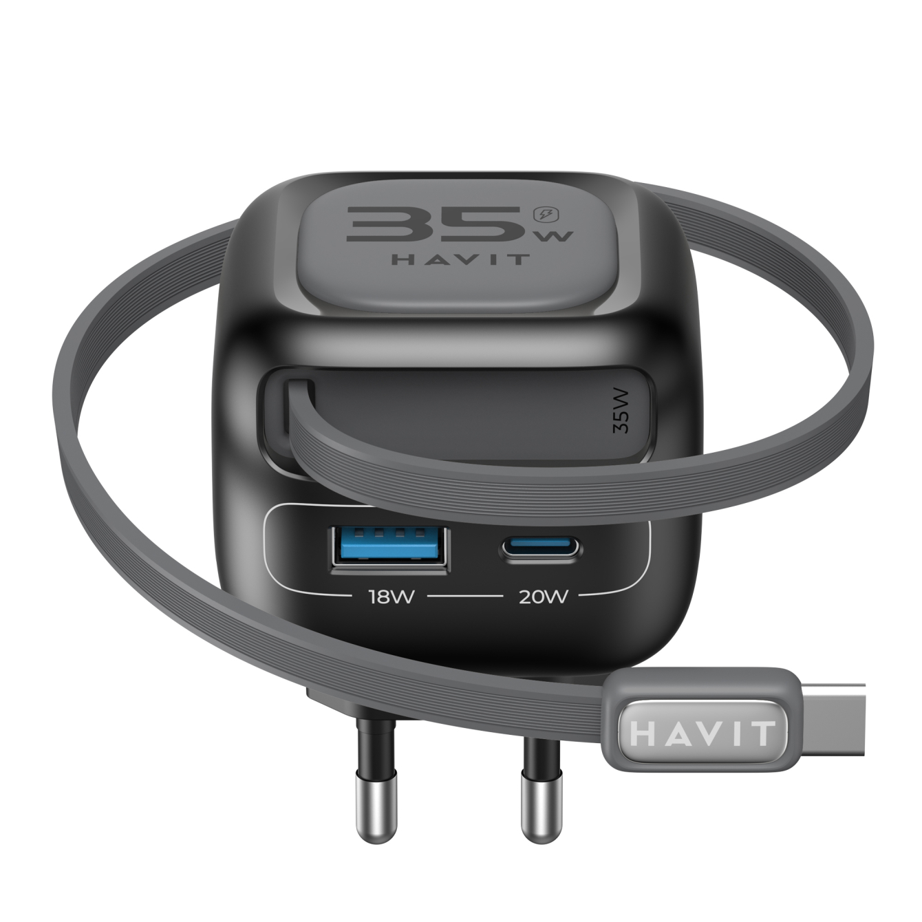 Зарядний пристрій Havit GaN 35W USB-A+Type-C+Кабель Type-C