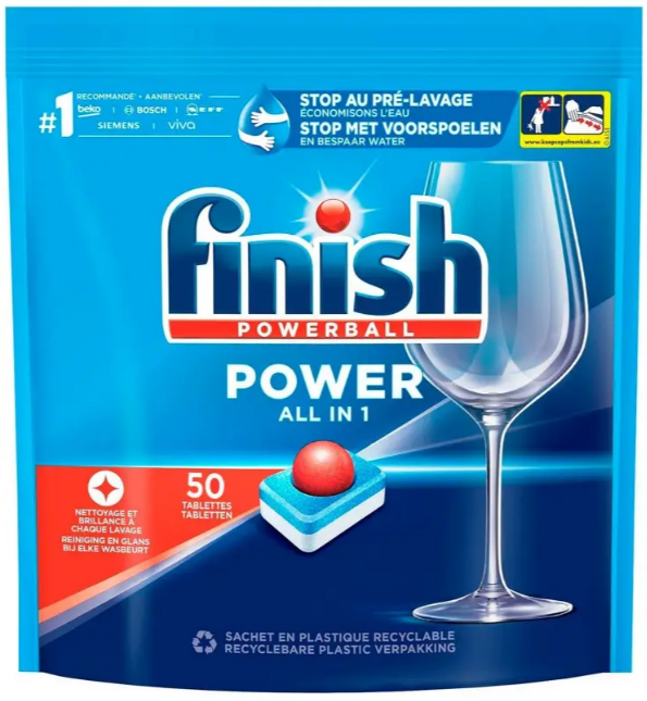 Таблетки д/посудомийних машин Finish Power All in 1″ 55 шт
