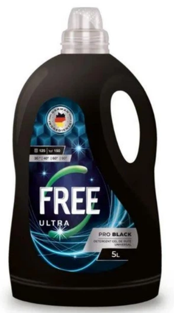 Прал. порошок рідкий 5л гель «Free» Ultra Pro Black