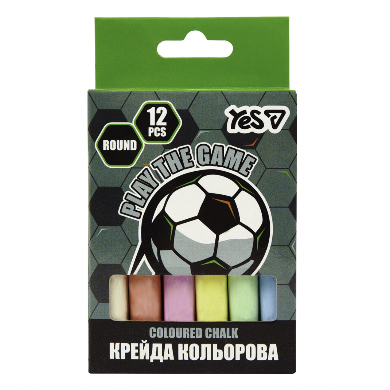 Крейда кольорова 12 шт Football кругла