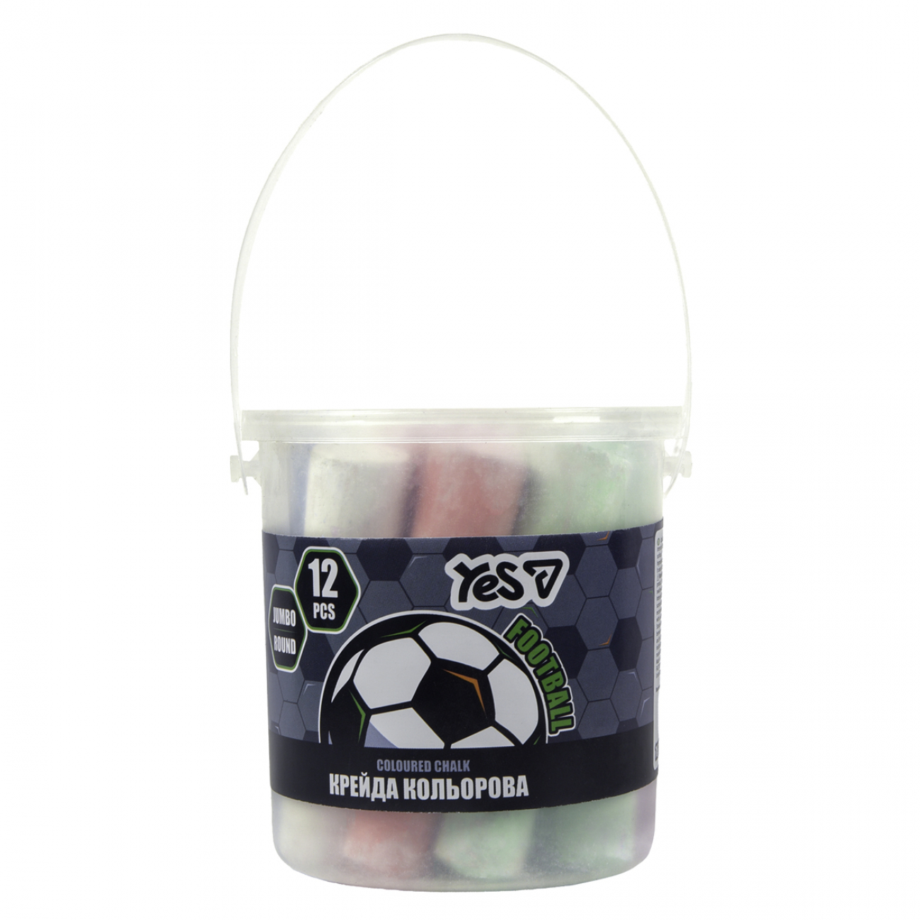 Крейда кольорова 12 шт Jumbo Football у відрі