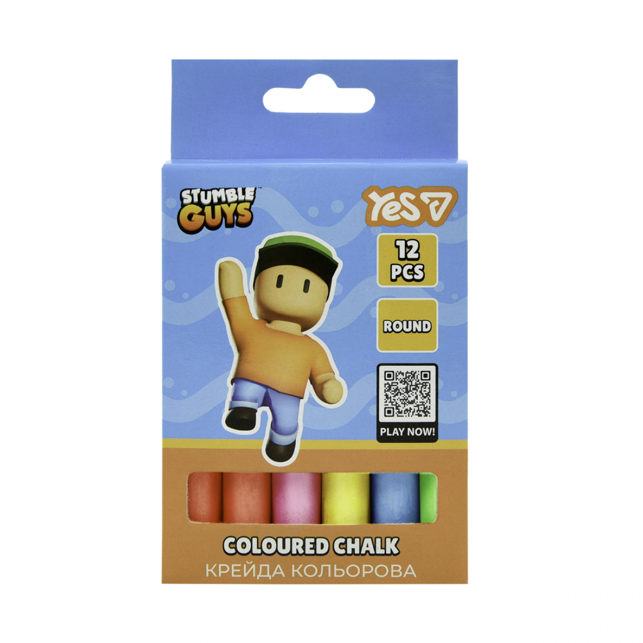 Крейда кольорова 12 шт Stumble Guys кругла