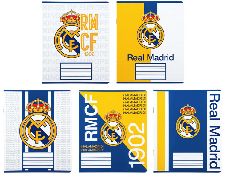 Тетрадь 12 листов клетка софт тач + УФ лак Real Madrid