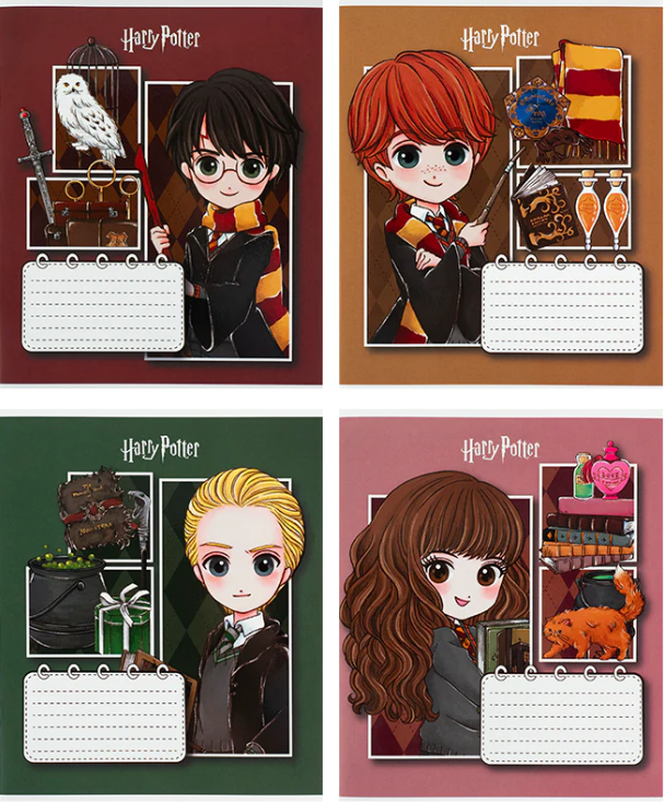 Зошит 12 аркушів коса лінія софт тач + УФ лак Harry Potter