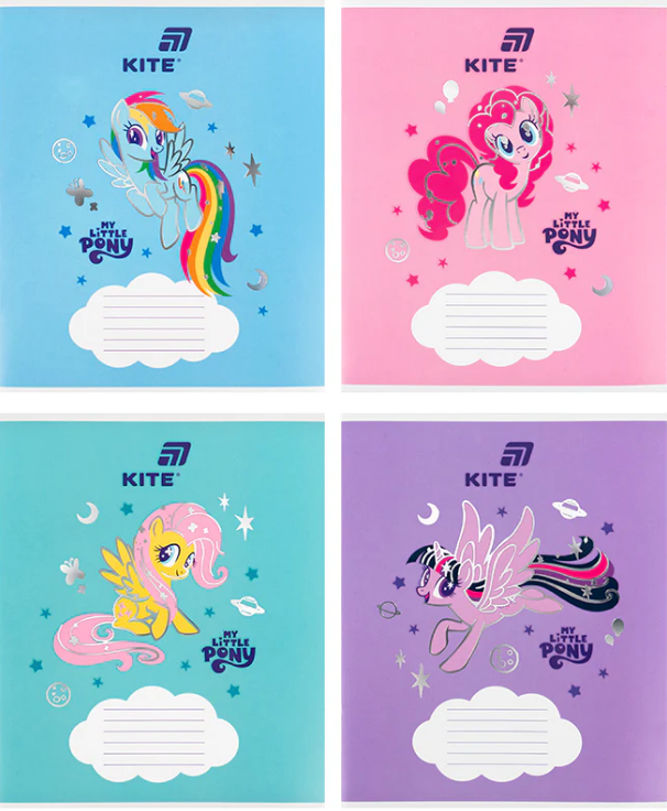 Зошит 12 аркушів коса лінія фольга + УФ лак Little Pony
