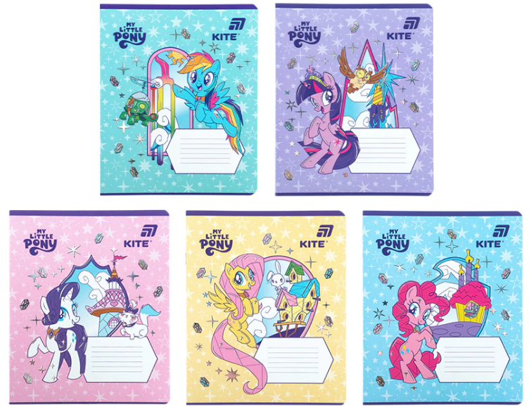 Зошит 12 аркушів клітинка фольга + УФ лак Little Pony