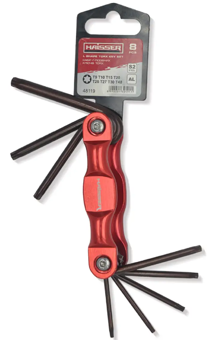 Набір ключів розкладних Haisser Torx 8 шт Т9-Т40 алюмінієвих корпус