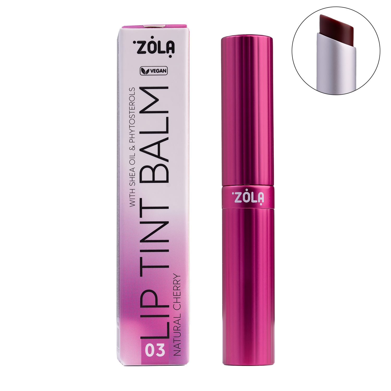 Відтінковий бальзам для губ Lip Tint Balm (03 Cherry Natural) /ZOLA/Тестер